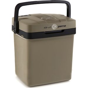 PEME Essential Elektrische Koelbox, 25,7 liter, 12V, 220/230 Volt AC/DC, Aansluiting voor Auto en Camping, thermo-elektrisch Frigobox - lichtbruin