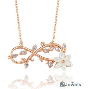 OZ Jewels Roségoud Gekleurde Zilveren Ketting met Infinity Flower Design Versierd met Zirkonium - Moederdag - Valentijnsdag - Cadeau - Mother's Day - Valentine's Day - Gift