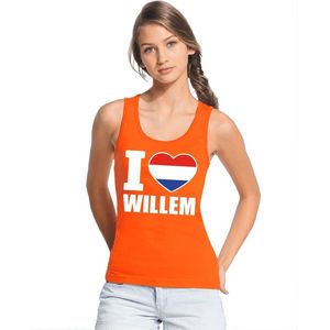 Oranje I love Willem tanktop shirt/ singlet dames - Oranje Koningsdag/ Holland supporter kleding XL