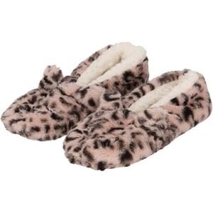 Apollo Ballerina sloffen - maat 37/39 - roze - luipaard print - pantoffels - antislip zool