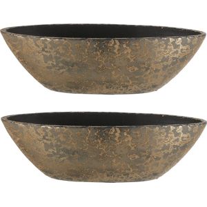 Mica Decorations Bloempot - 2x stuks - goudkleurig - boot schaal - 48 x 15 cm - plantenpotten