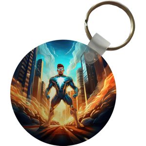 Sleutelhanger rond - Superheld - Plastic sleutelhangers - Uitdeelcadeautjes - Cadeautje jongens - Kinder cadeau - Superhelden