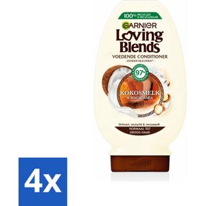 Garnier Loving Blends Kokosmelk en Macadamia Conditioner 250 ml - Voordeelverpakking - 4 stuks