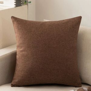 Pakket van 2 bankkussenhoezen, gezellige katoenen en linnen kussenhoezen voor bank, slaapbank, woonkamer, huis, effen geverfde kussenslopen (50*50cm)