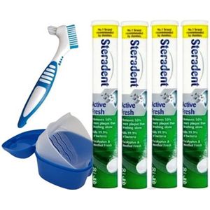 Steradent - Active Fresh - Reinigingstabletten - 4 x 30 Tabletten
