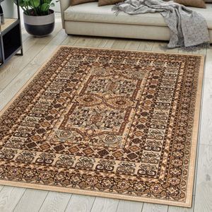 Mazovia Tapijt Beige Klassiek Symmetrisch patroon - Woonkamer - Rechthoek Voeten Vloerverwarming OEKO-TEX® Certificaat Abstract, Vintage - Crème - 80 x 150 cm