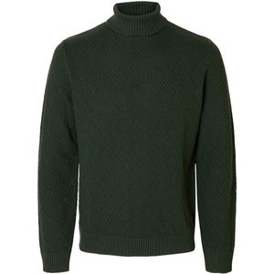 Selected Homme - SLHTREVOR LS KNIT STRUCTURE ROLL NECK - Heren Trui - Groen - Regular Fit