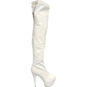 Soisbelle Grote Maten Dijhoge laarzen SB303 White Patent Maat 38