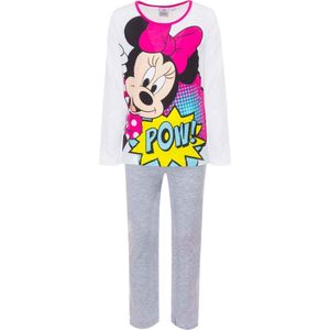 Disney Minnie Mouse pyjama - katoen - wit/grijs - maat 122/128 (8 jaar)