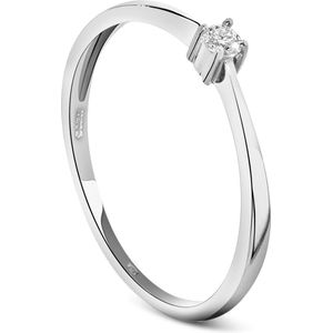 Miore - Ring met Diamant Dames - 9 Karaat - Kleur Witgoud - Trouwringen