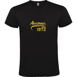 Zwart T-Shirt met “Awesome sinds 1972 “ Afbeelding Goud Size XXXXXL