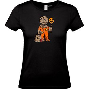 Dames T-shirt Halloween Manneke | Halloween Kostuum Volwassenen | Halloween | Foute Party | Zwart dames | maat L
