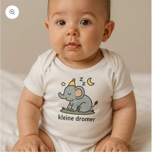 Baby Romper “Kleine Dromer” – Wit – Unisex Rompertje met Cute Opdruk – 12-18 Maanden – Perfect Kraamcadeau