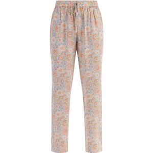 Usha - Broek - Lichtblauw - Bloemenprint - Gedrapeerd - Lang/maxi - Loosefit - High waist