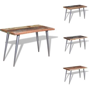 vidaXL Eettafel Vintage Stijl - Houten Tafelblad - Meerkleurig - 120 x 60 x 76 cm - Tafel