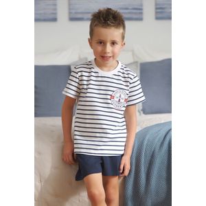 Doctor Nap Katoenen Pyjama Meisjes Jongens | Matching Familie Pyjama | Shortama Korte Mouw Korte Broek | Marine Kort PDU.5352 110/116
