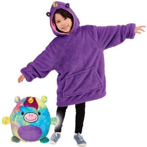 Hoodie Knuffel - Paarse Hoodie Deken - Warme Deken met Mouwen - Ultrazachte Fleece Deken met Mouwen - Plaid - Huggle Pets/Snuggie - Knuffel/Kussen/Hoodie - Cadeau voor Kinderen - Kerstkado