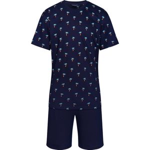 Pastunette Heren Shortama Palmtree - Blauw - Katoen - Maat L