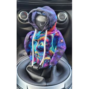 DEETJE – Versnellingspook Hoodie - Universele Pook Cover Met Capuchon - Hoodie Pook Hoes - Versnellingspook Beschermer - Autopook Cover - Pookknop - Space Teddy