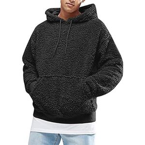 Heren Hoodie met Capuchon van Teddyfleece en Pluche - Oversized Pullover met Zakken