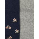 Vertbaudet - Set van 2 Panty's - Babymeisjes - Effen en met Bloemmotieven