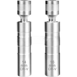 Bougiesleutelset (2-delig) - Bougiesleutel - Dubbele maat dop - Autoreparatiesleutel - Bougiesleutelset - Chroom-vanadiumstaal