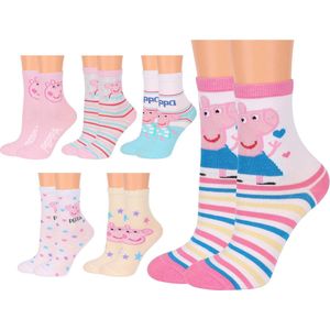 Peppa Pig - Meisjes sokken set, 6 paar lange sokken, OEKO-TEX / 31-34