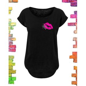 Shirt met lange rug ""Kiss hart""Zwart / L (38-40)
