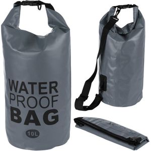 Drybag 10 liter - Grijs - Rugzak waterdicht - Droogtas zwemmen - Tas strand