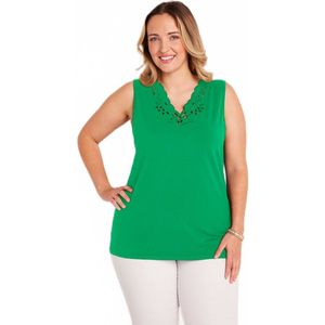 Geborduurde opengewerkte V-hals tanktop