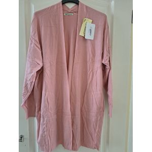 Halflang warm dames vest Dysa-effen licht roze-Maat M/L