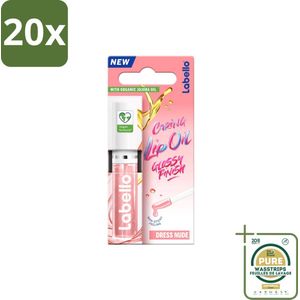 20 x Labello – Caring Lip Oil – Dress Nude – 5,5 ml - Grootverpakking - Lip Oil - Glanzende Lippen - Natuurlijke Lippenbalsem - Vegan Lip Oil - Jojoba-olie