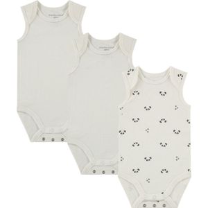 Bamboo Basics Izzy - Bamboe Baby Meegroei Romper (Multipack 3 stuks) - Mouwloos - Zijdezacht - Ademend - Wit - 80