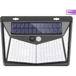 Finnacle - Led buitenverlichting - Zonne energie - Bewegingssensor - Wandlamp - IP 65 Waterdicht - 208 Leds - Tuin - Oprit - Zonnepaneel - Draadloos - Accu Batterij - Dag en Nacht sensor