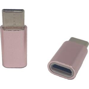Set van 2 Verloop Adapter MICRO USB-adapter naar USB-C – Nieuw Model - Opzetstuk - Micro-USB to USB C Converter - Roze - oDaani