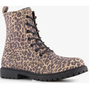 Blue Box meisjes veterboots met panterprint bruin - Maat 38 - Uitneembare zool