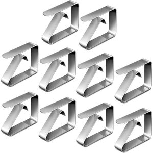 Luxiba - Roestvrijstalen Tafelkleedklemmen - Geschikt voor Diverse Tafelmodellen - Set van 10 - Zilver