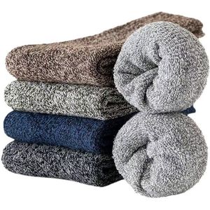 5 paar warme sokken voor heren, dikke thermische badstof sokken - wintercadeau voor heren, maten 37-45,Zwart + Koffie + Lichtgrijs + Groen + Blauw