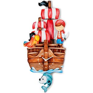 Dekori Wandklok Piratenboot Junior 25 X 52 Cm Hout