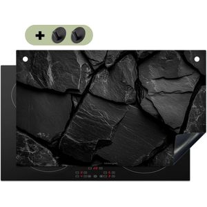 KitchenYeah® Inductie beschermer 85x52 cm - Zwart - Stenen - Rots - Kookplaataccessoires - Afdekplaat voor kookplaat & Spatscherm achterwand - Inductiebeschermer - Inductiemat - Inductieplaat mat - Keuken decoratie