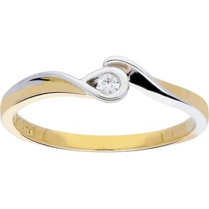Glow 214.522054 Dames Ring - Sieraad - 0,03 crt - 14 Karaat Goud - Diamant - 4 mm breed