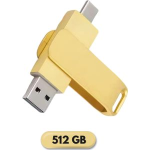 Usb stick 512GB - Perfect Speed - Usb Stick Goud - Dual Port - USB 3.2 - USB C - Hoge snelheid - 3 jaar garantie