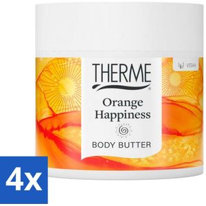 4 x Therme - Orange Happiness - Bodybutter - Hydraterend - Verzorgend - 225gr - Bodybutter - Hydratatie - Verzorging - Sinaasappel - Aromatisch Hout