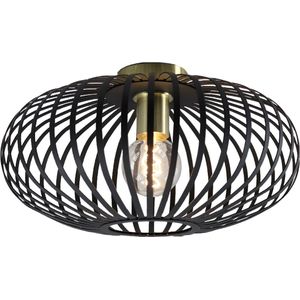 Olucia Lieve - Industriële Plafondlamp - Metaal - Goud;Zwart - Rond - 40 cm