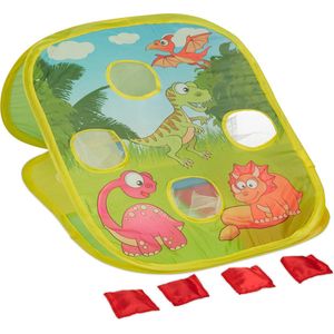 Relaxdays werpspel dinosaurus - bean bag spel - voor kinderen - gooispel - pop-up