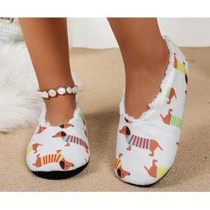 Teckel - hond - sloffen - pantoffels - teckelprint - slippers - maat 41/42