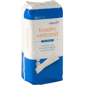 Heka kraamverband 8x30,5cm 12 stuks - Maandverband - Bevalling - Zwangerschap - Urineverlies - Incontinentie - Incontinentieluier -