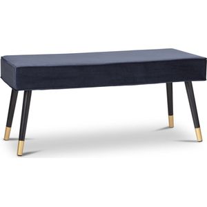 Lifa Living - Bankje Barcelona - Blauw - Velvet - Gouden Pootjes