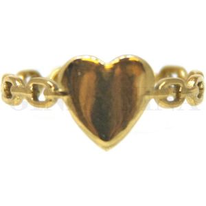 Ring van Goudkleurig stainless steel, Hart, band met opengewerkte ringen, 17 mm, Verstelbaar, In kadodoosje