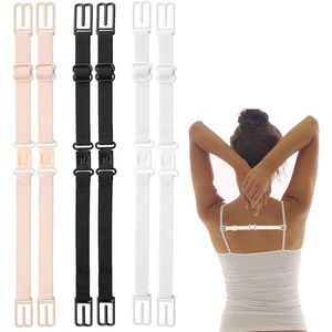 Anti-slip elastische bh clips - 6 stuks - zwart - beige - wit